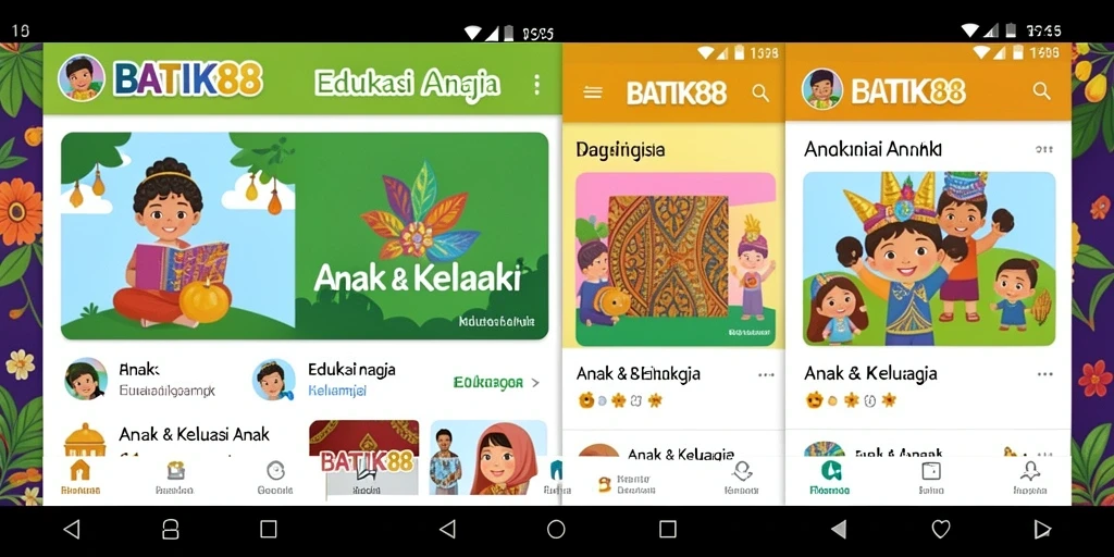 Antarmuka aplikasi BATIK88 yang interaktif dan edukatif untuk anak.